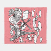 Niedliche Handskizze Eiffelturm Paris Frankreich R Fleecedecke (Vorderseite (Horizontal))