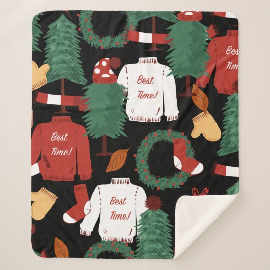 Niedliche Handzeichnung Nahtlose Muster mit Weihna Sherpadecke (Vorderseite)