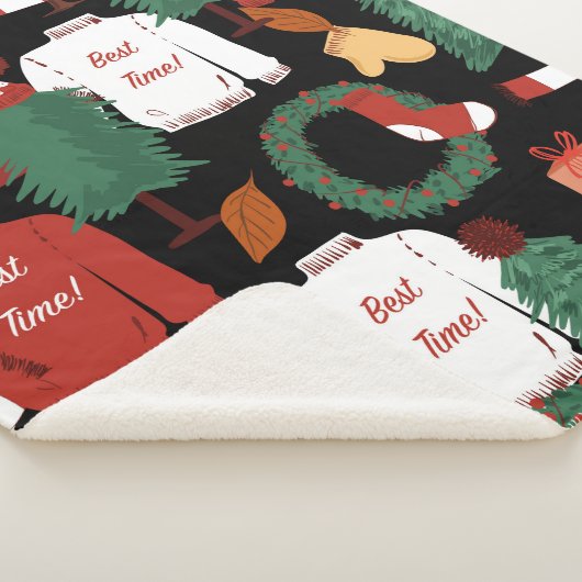 Niedliche Handzeichnung Nahtlose Muster mit Weihna Sherpadecke (3/4)