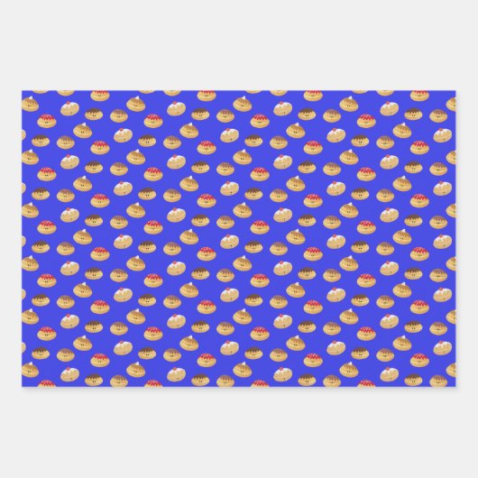 Niedliche Hannukah gemustert Wrapping Paper Sheets Geschenkpapier Set (Vorderseite 2)