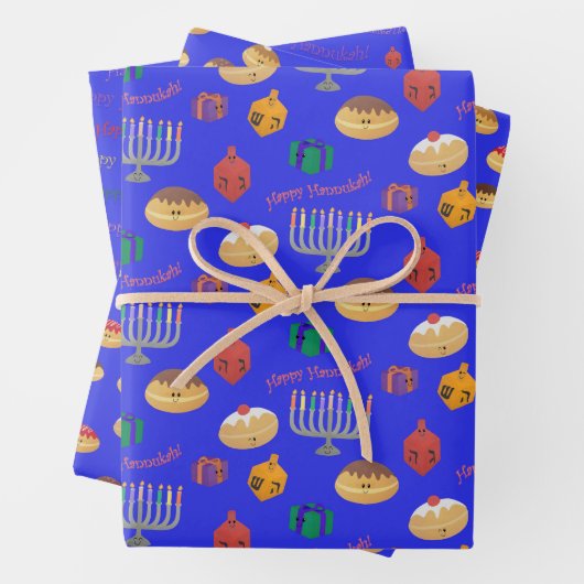 Niedliche Hannukah gemustert Wrapping Paper Sheets Geschenkpapier Set (Beispiel)