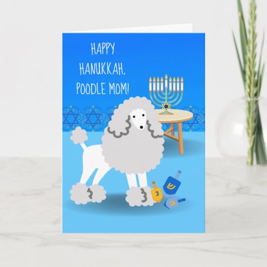 Niedliche Hanukka für Poodle Mama mit Menorah Karte (Vorderseite)