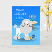 Niedliche Hanukka mit Poodle und Menorah Karte (Gelbe Blume)