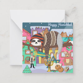 Niedliche Hanukka Sloth Note Card Mitteilungskarte
