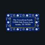 Niedliche Hanukkah Blue Menorah Dreidel Rücksendea Adressaufkleber<br><div class="desc">Schöne Hanukkah-Rücksendeadressen-Aufkleber in hübschem Blau mit einem coolen Muster des Judentums-Sterns,  dreidel für lustige Chanukah-Spiele,  und die jüdische Menorah für den Urlaub. Passen Sie diese niedlichen Labels an,  um sie Ihren Hanukah-Karten anzupassen.</div>