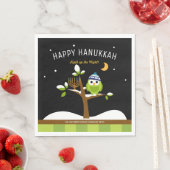 Niedliche Hanukkah Lighup of Night Owl & Menorah Serviette (Beispiel)