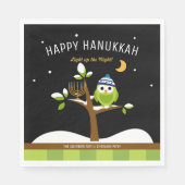 Niedliche Hanukkah Lighup of Night Owl & Menorah Serviette (Vorderseite)