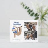 Niedliche Hanukkah Sloth 2 FotoCollage Feiertagspostkarte (Stehend Vorderseite)