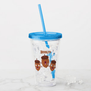 Niedliche Happy Acorns singen Cartoon für Kinder Acryltrinkbecher