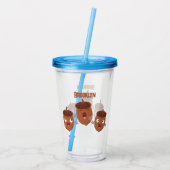 Niedliche Happy Acorns singen Cartoon für Kinder Acryltrinkbecher (Rückseite)
