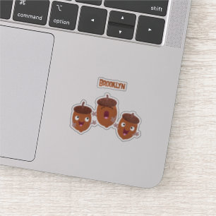 Niedliche Happy Acorns singen Cartoon für Kinder Aufkleber