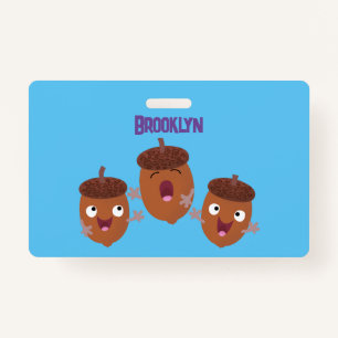 Niedliche Happy Acorns singen Cartoon für Kinder Ausweis