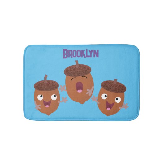 Niedliche Happy Acorns singen Cartoon für Kinder Badematte (Vorderseite)