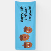 Niedliche Happy Acorns singen Cartoon für Kinder Banner (Vertikal)