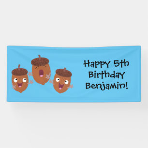 Niedliche Happy Acorns singen Cartoon für Kinder Banner