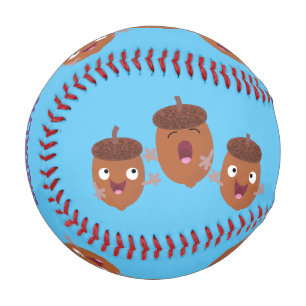 Niedliche Happy Acorns singen Cartoon für Kinder Baseball