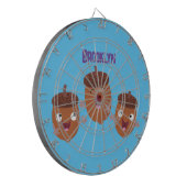 Niedliche Happy Acorns singen Cartoon für Kinder Dartscheibe (Vorderseite Links)