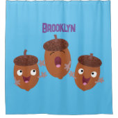 Niedliche Happy Acorns singen Cartoon für Kinder Duschvorhang (Vorderseite)