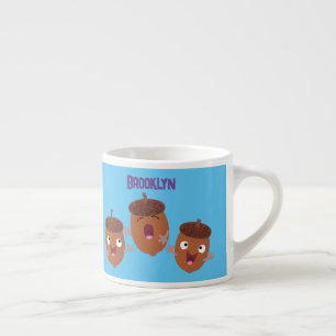 Niedliche Happy Acorns singen Cartoon für Kinder Espressotasse