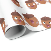 Niedliche Happy Acorns singen Cartoon für Kinder Geschenkpapier (Rolleneckpunkt)
