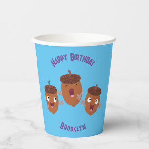 Niedliche Happy Acorns singen Cartoon für Kinder Pappbecher