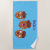 Niedliche Happy Acorns singen Cartoon für Kinder Strandtuch (Vorderseite)