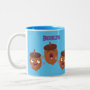 Niedliche Happy Acorns singen Cartoon für Kinder Zweifarbige Tasse