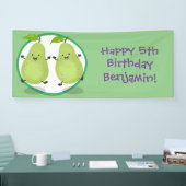Niedliche Happy Birnen Zwillinge Cartoon Illustrat Banner (Messe)