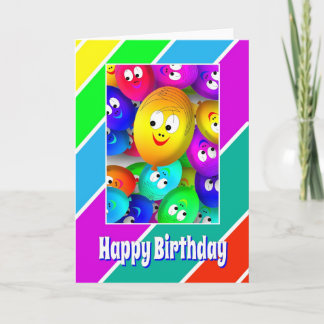 Niedliche Happy Birthday Card mit Happy Face Ballo Karte