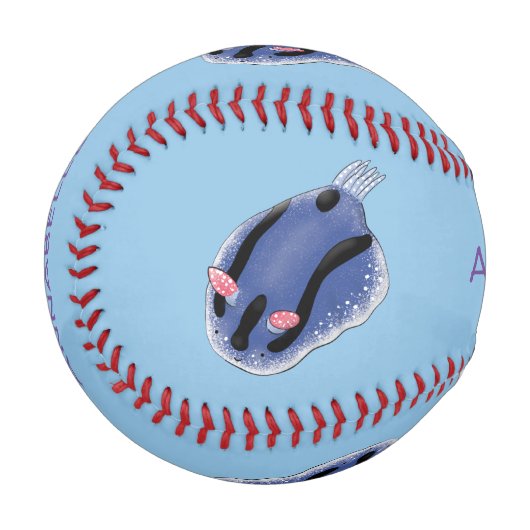 Niedliche Happy Blue Nacktverzweigung Cartoon Illu Baseball (Vorderseite Links)