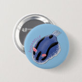Niedliche Happy Blue Nacktverzweigung Cartoon Illu Button (Vorne & Hinten)