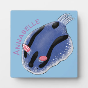Niedliche Happy Blue Nacktverzweigung Cartoon Illu Fotoplatte