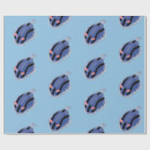 Niedliche Happy Blue Nacktverzweigung Cartoon Illu Geschenkpapier (Flach)