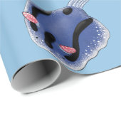 Niedliche Happy Blue Nacktverzweigung Cartoon Illu Geschenkpapier (Rolleneckpunkt)