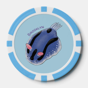 Niedliche Happy Blue Nacktverzweigung Cartoon Illu Pokerchips