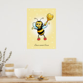 Niedliche Happy Bumble Bee & Honeycomb mit Herz Poster (Küche)
