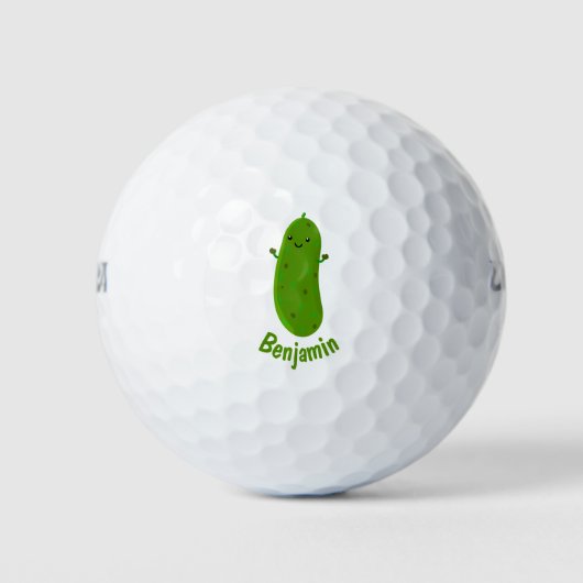 Niedliche Happy Cartoon Illustration Golfball (Vorderseite)