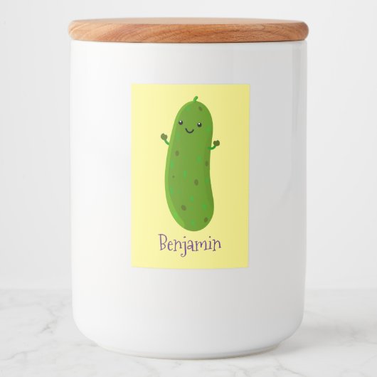 Niedliche Happy Cartoon Illustration Lebensmitteletikett (Vorderseite)