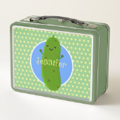 Niedliche Happy Cartoon Illustration Metall Brotdose (Rückseite)