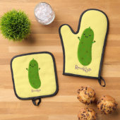 Niedliche Happy Cartoon Illustration Ofenhandschuh & Topflappen-Set (Oben Unten)