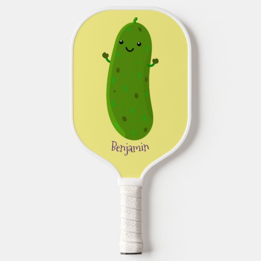 Niedliche Happy Cartoon Illustration Pickleball Schläger (Vorderseite)