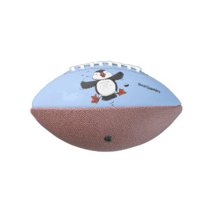 Niedliche Happy-Fying-Puffsängerin mit blauen Cart Football