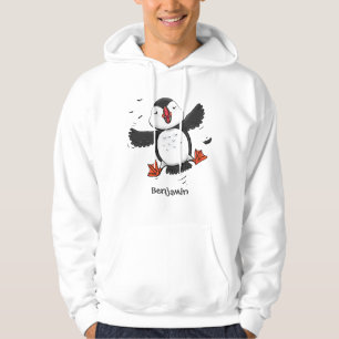 Niedliche Happy-Fying-Puffsängerin mit blauen Cart Hoodie