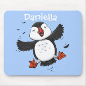 Niedliche Happy-Fying-Puffsängerin mit blauen Cart Mousepad (Vorne)