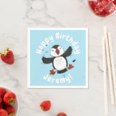 Niedliche Happy-Fying-Puffsängerin mit blauen Cart Serviette (Beispiel)