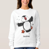Niedliche Happy-Fying-Puffsängerin mit blauen Cart Sweatshirt (Vorderseite)