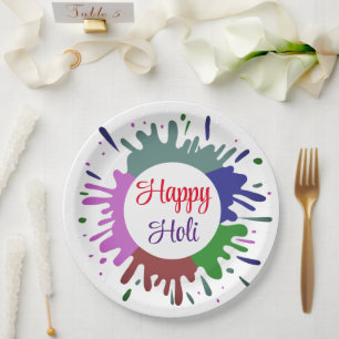 Niedliche Happy Holi Papier Teller