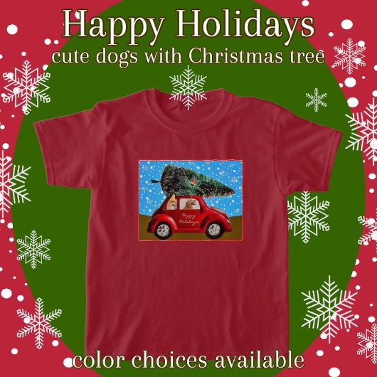 Niedliche Happy Holidays Hunde mit Weihnachtsbaumw T-Shirt