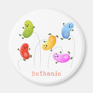 Niedliche Happy Jellybeans Springen Cartoon Illust Magnet