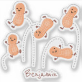 Niedliche Happy Jumping Erdnüsse Cartoon Illustrat Aufkleber (Vorderseite)